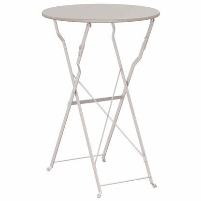 vidaXL Bistro Table Folding Beige Ø 50 x 71 cm Powder-coated Steel 6