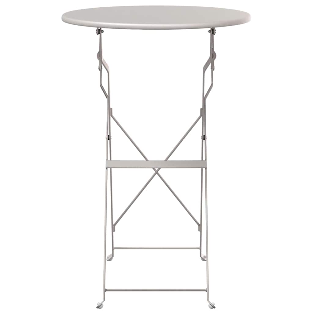 vidaXL Bistro Table Folding Beige Ø 50 x 71 cm Powder-coated Steel 4