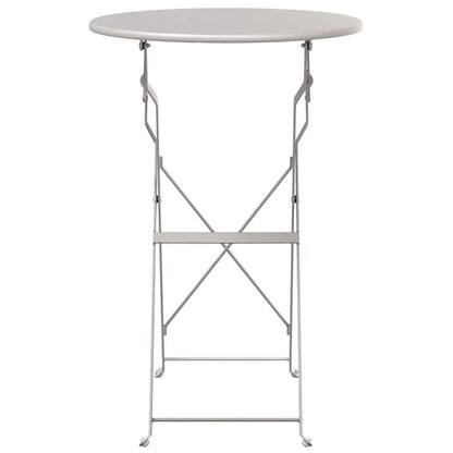 vidaXL Bistro Table Folding Beige Ø 50 x 71 cm Powder-coated Steel 4
