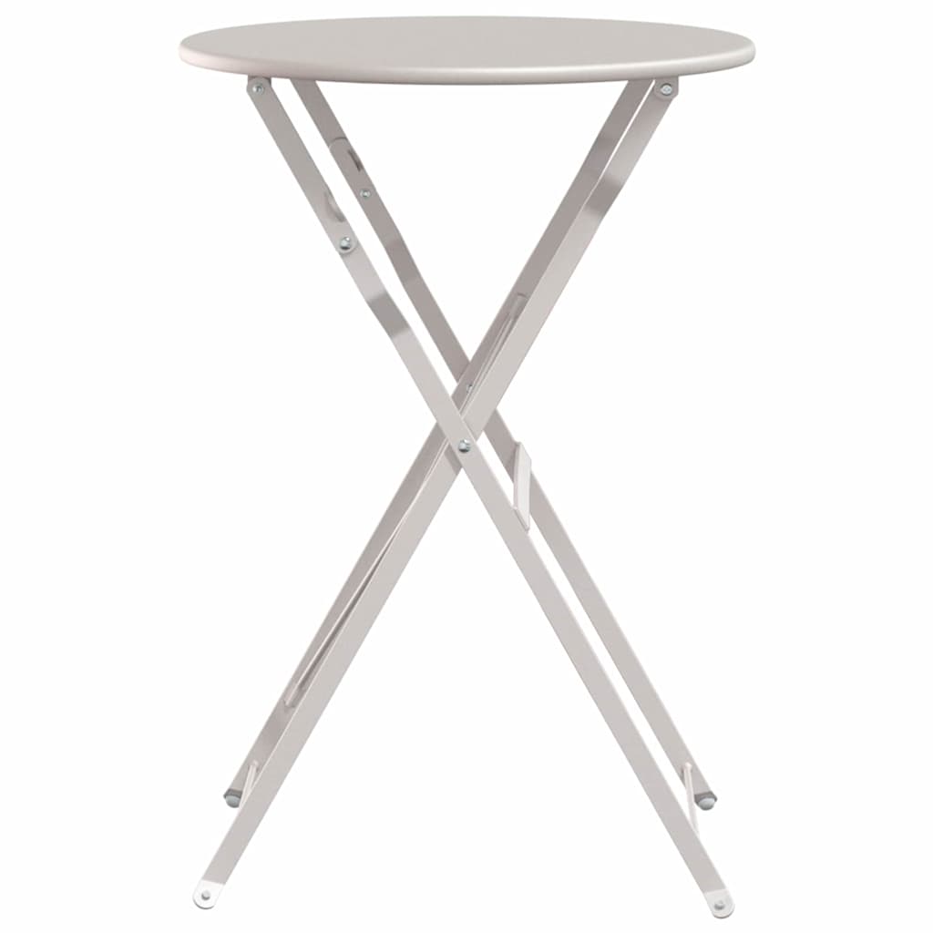 vidaXL Bistro Table Folding Beige Ø 50 x 71 cm Powder-coated Steel 5