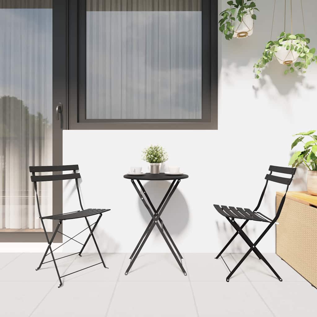 vidaXL Folding Bistro Set 3 pcs Anthracite Steel 4
