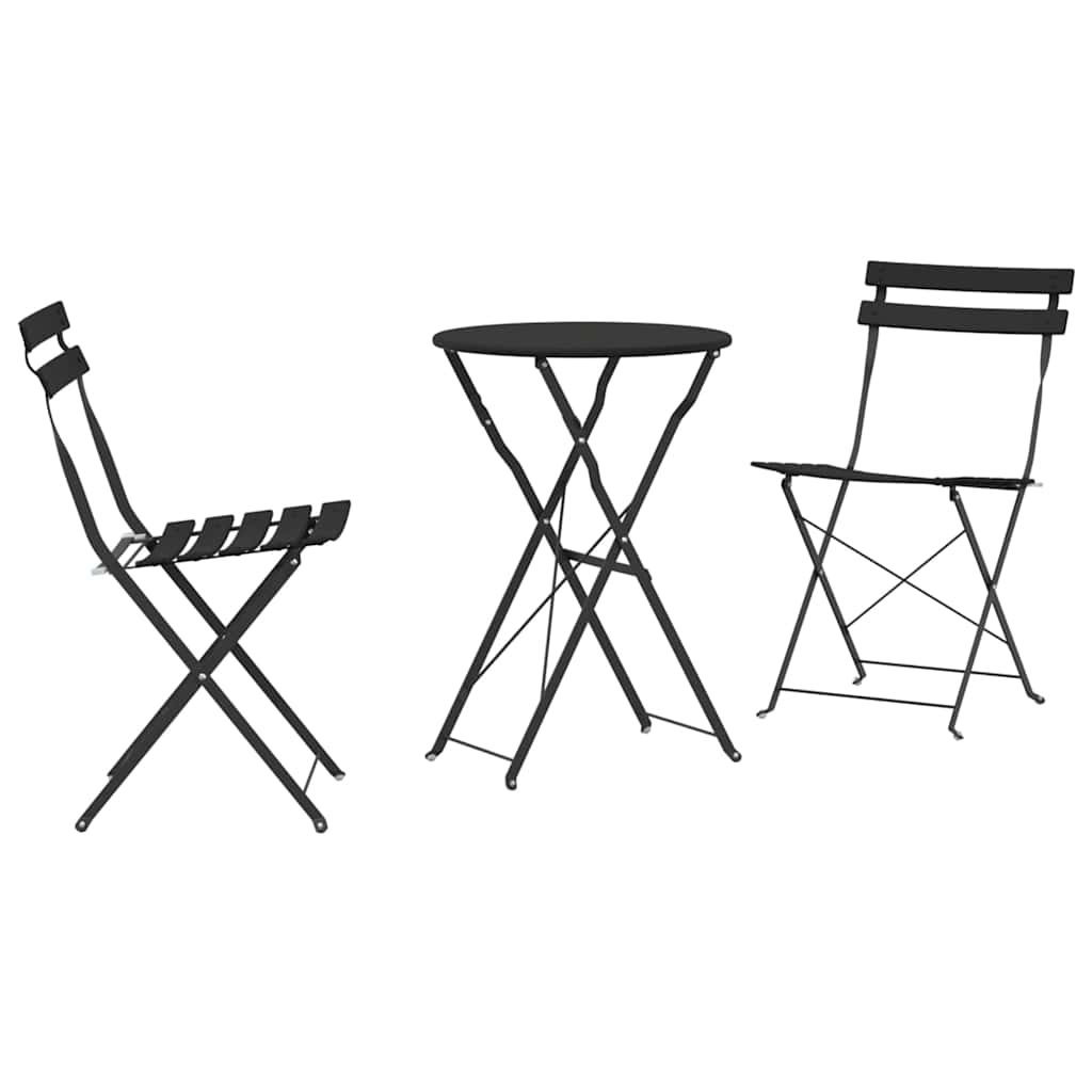 vidaXL Folding Bistro Set 3 pcs Anthracite Steel 2