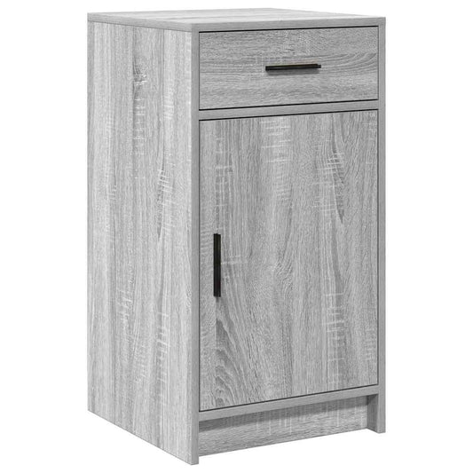 A grey Sonoma engineered wood cabinet with a single drawer and a single door, shown against a white background