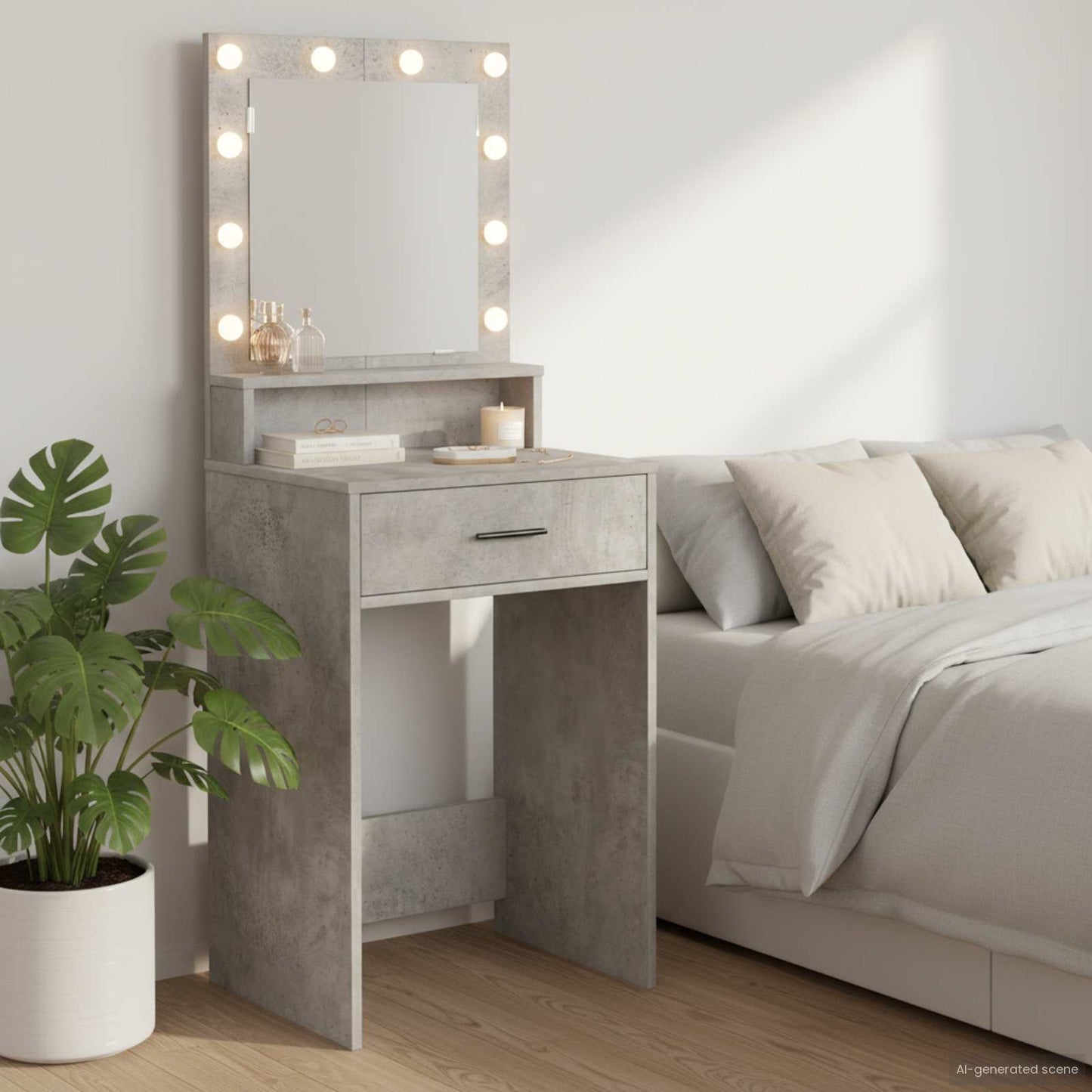 vidaXL Dressing Table Concrete Grey 50 x 41 x 135 cm Engineered Wood 1
