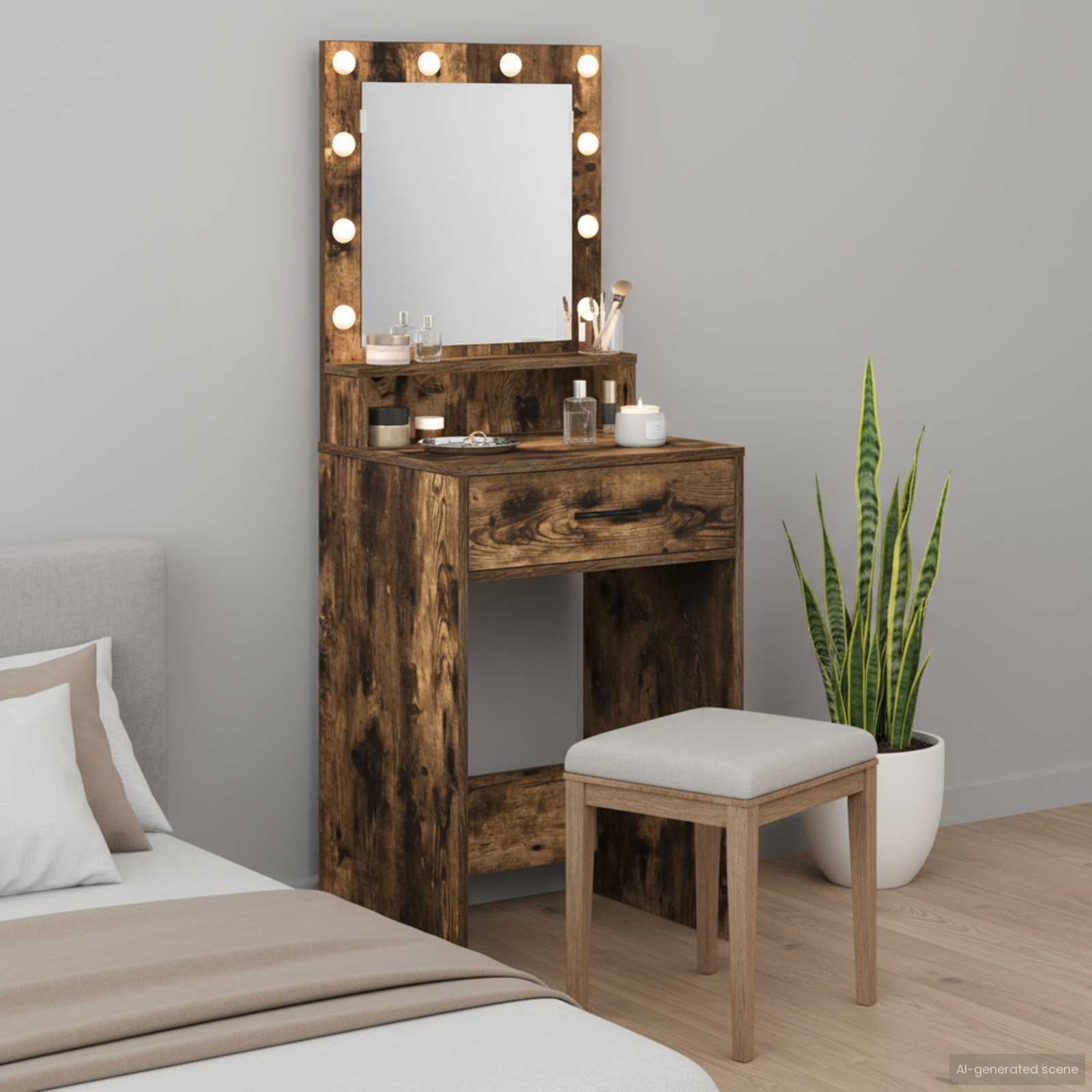 vidaXL Dressing Table Smoked Oak 50 x 41 x 135 cm Engineered Wood 1