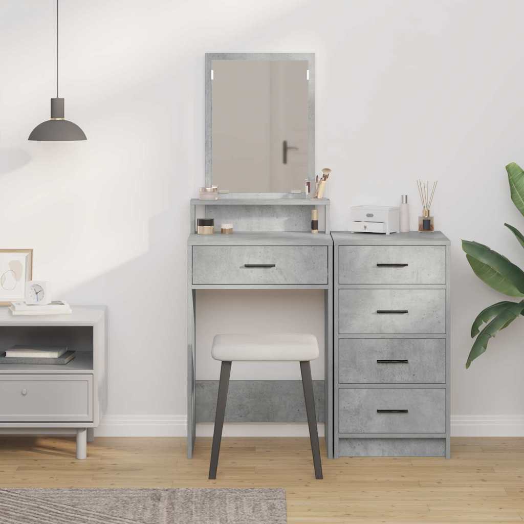 vidaXL Dressing Table Concrete Grey 50 x 41 x 140 cm Engineered Wood 4