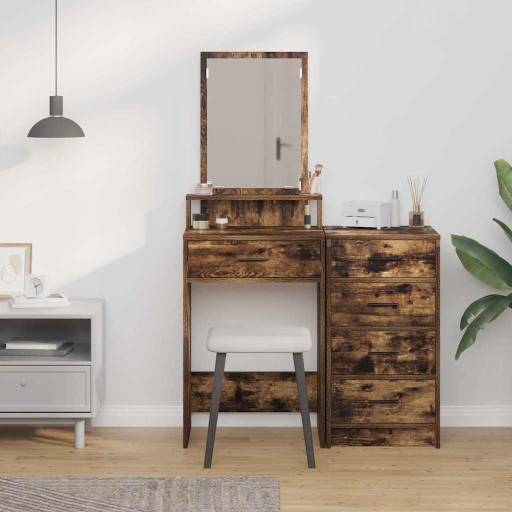 vidaXL Dressing Table Smoked Oak 50 x 41 x 140 cm Engineered Wood 4