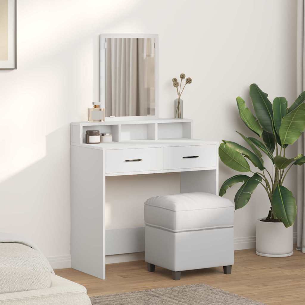 vidaXL Dressing Table White 79 x 41 x 140 cm Engineered Wood 4