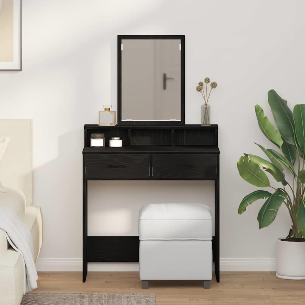 vidaXL Dressing Table Black Oak 79 x 41 x 140 cm Engineered Wood 1