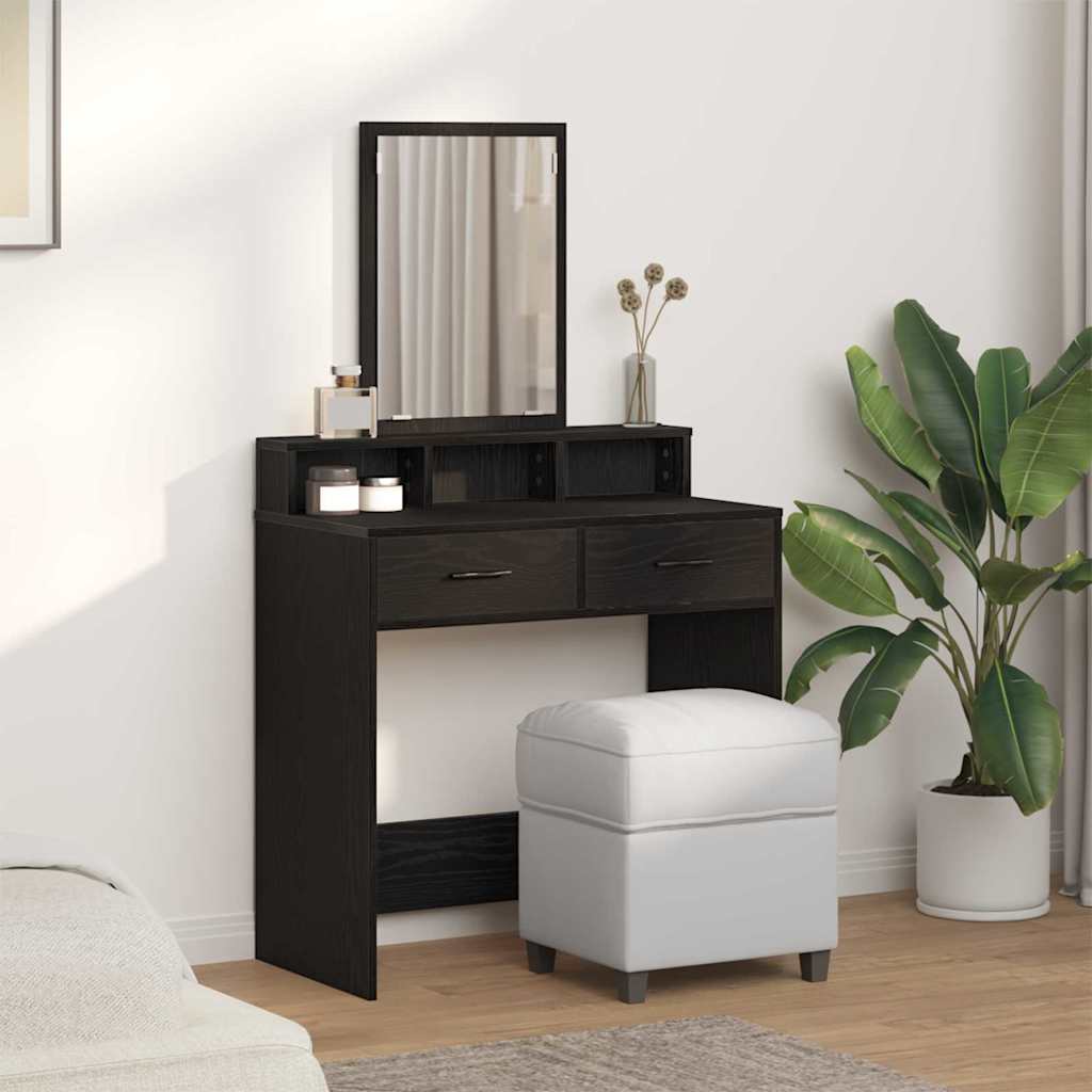 vidaXL Dressing Table Black Oak 79 x 41 x 140 cm Engineered Wood 4