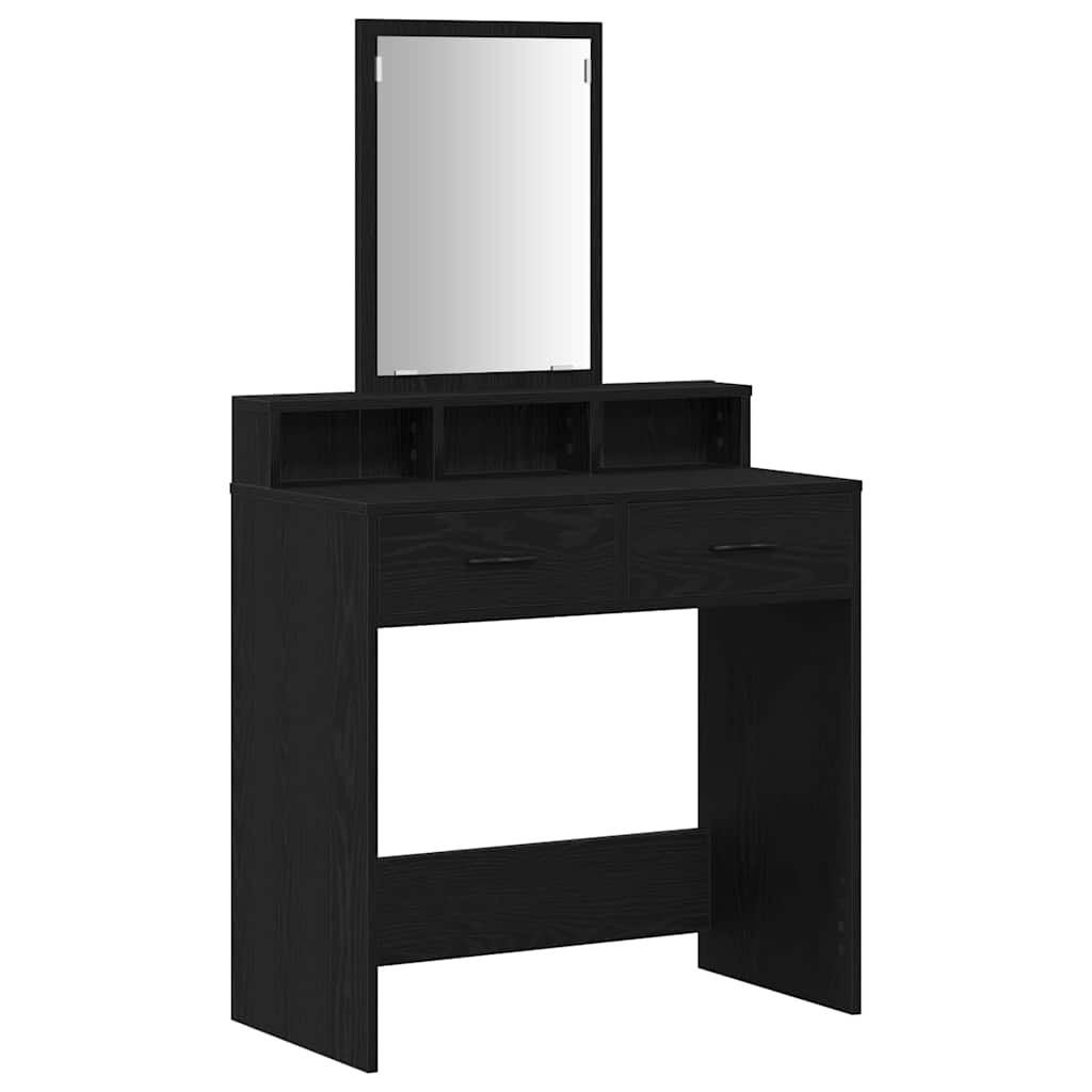 vidaXL Dressing Table Black Oak 79 x 41 x 140 cm Engineered Wood 2