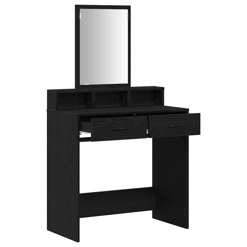 vidaXL Dressing Table Black Oak 79 x 41 x 140 cm Engineered Wood 5