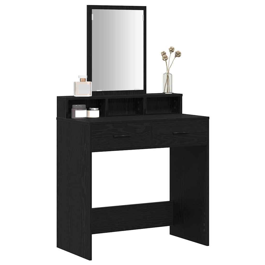 vidaXL Dressing Table Black Oak 79 x 41 x 140 cm Engineered Wood 3