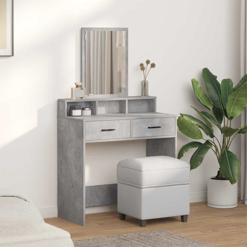 vidaXL Dressing Table Concrete Grey 79 x 41 x 140 cm Engineered Wood 4
