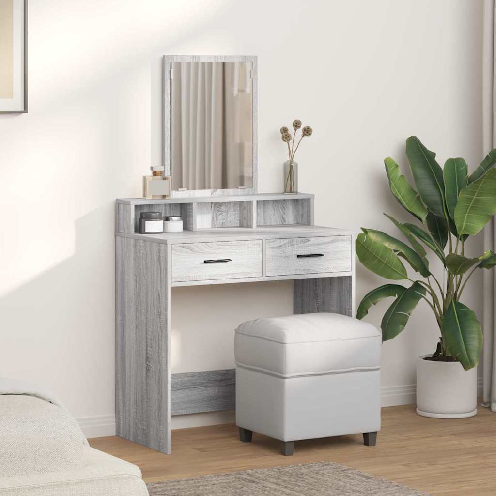 vidaXL Dressing Table Grey Sonoma 79 x 41 x 140 cm Engineered Wood 4
