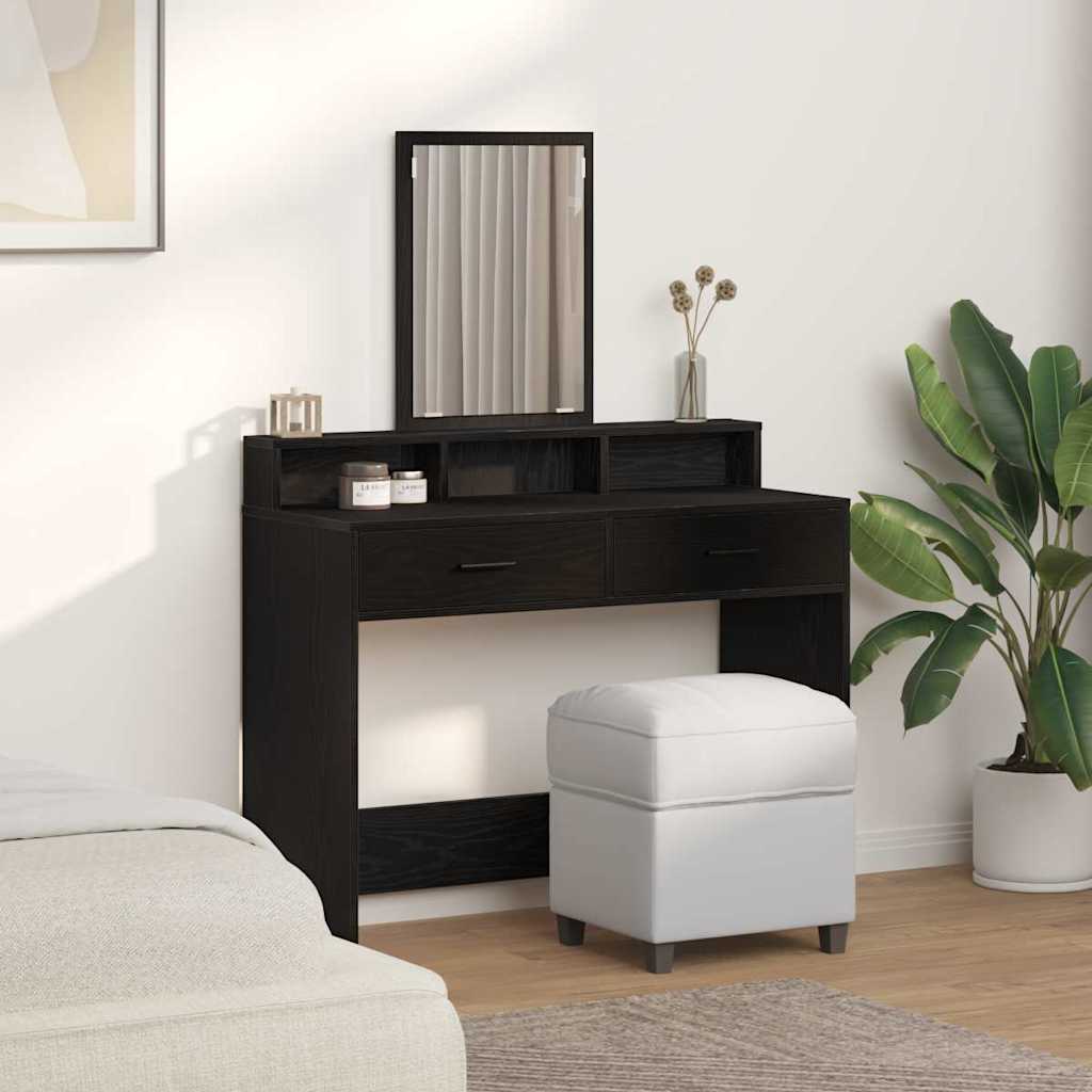 vidaXL Dressing Table Black Oak 100 x 41 x 140 cm Engineered Wood 4