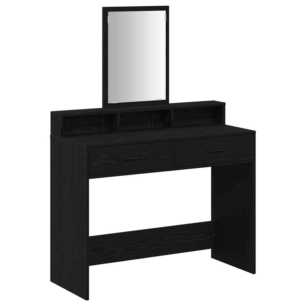 vidaXL Dressing Table Black Oak 100 x 41 x 140 cm Engineered Wood 2
