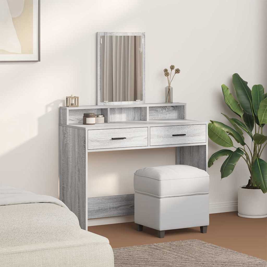 vidaXL Dressing Table Grey Sonoma 100 x 41 x 140 cm Engineered Wood 4