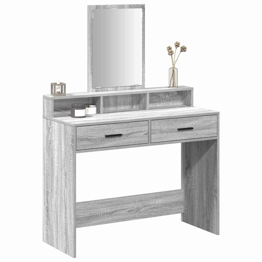 vidaXL Dressing Table Grey Sonoma 100 x 41 x 140 cm Engineered Wood 3