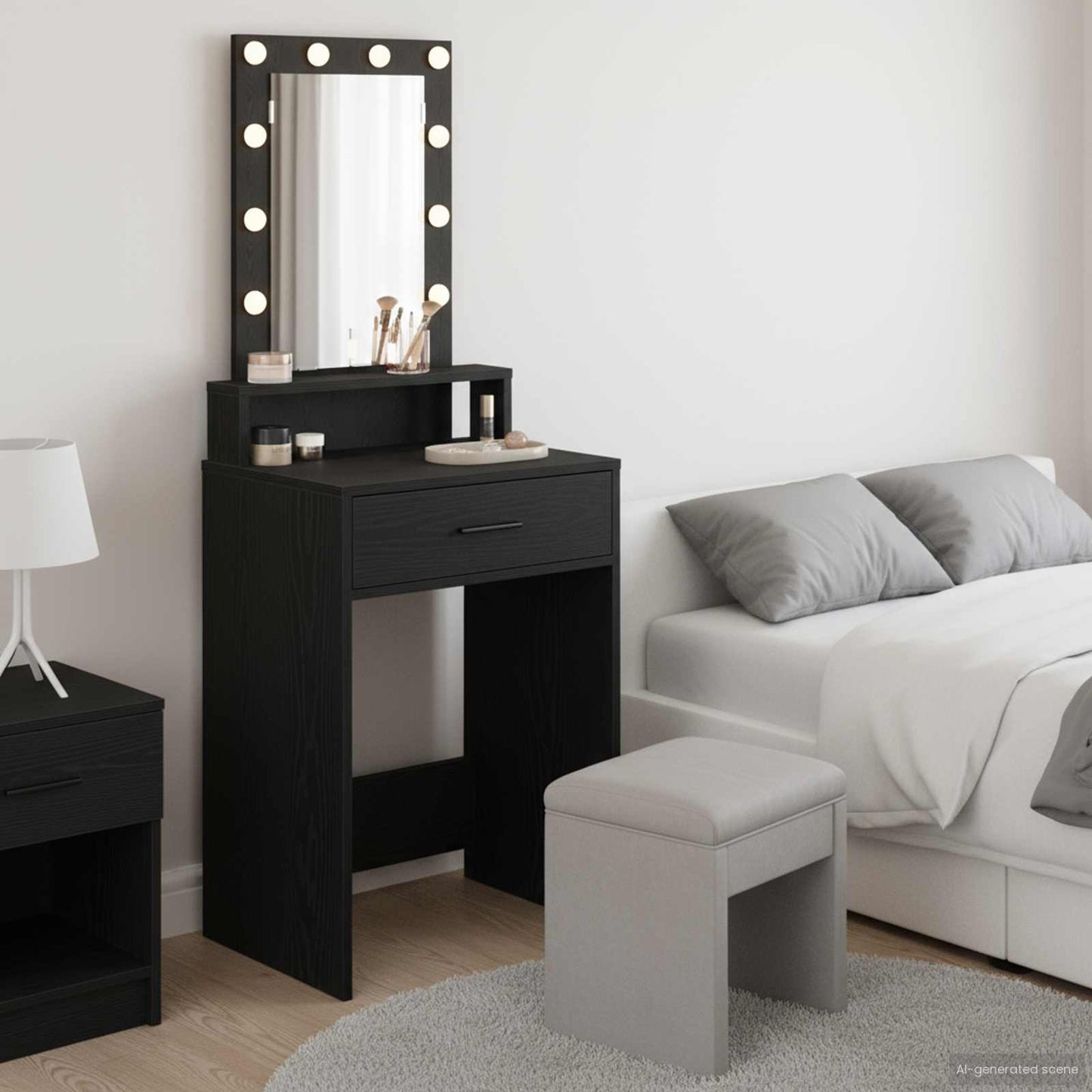 vidaXL Dressing Table Black 50 x 41 x 140 cm Engineered Wood 1