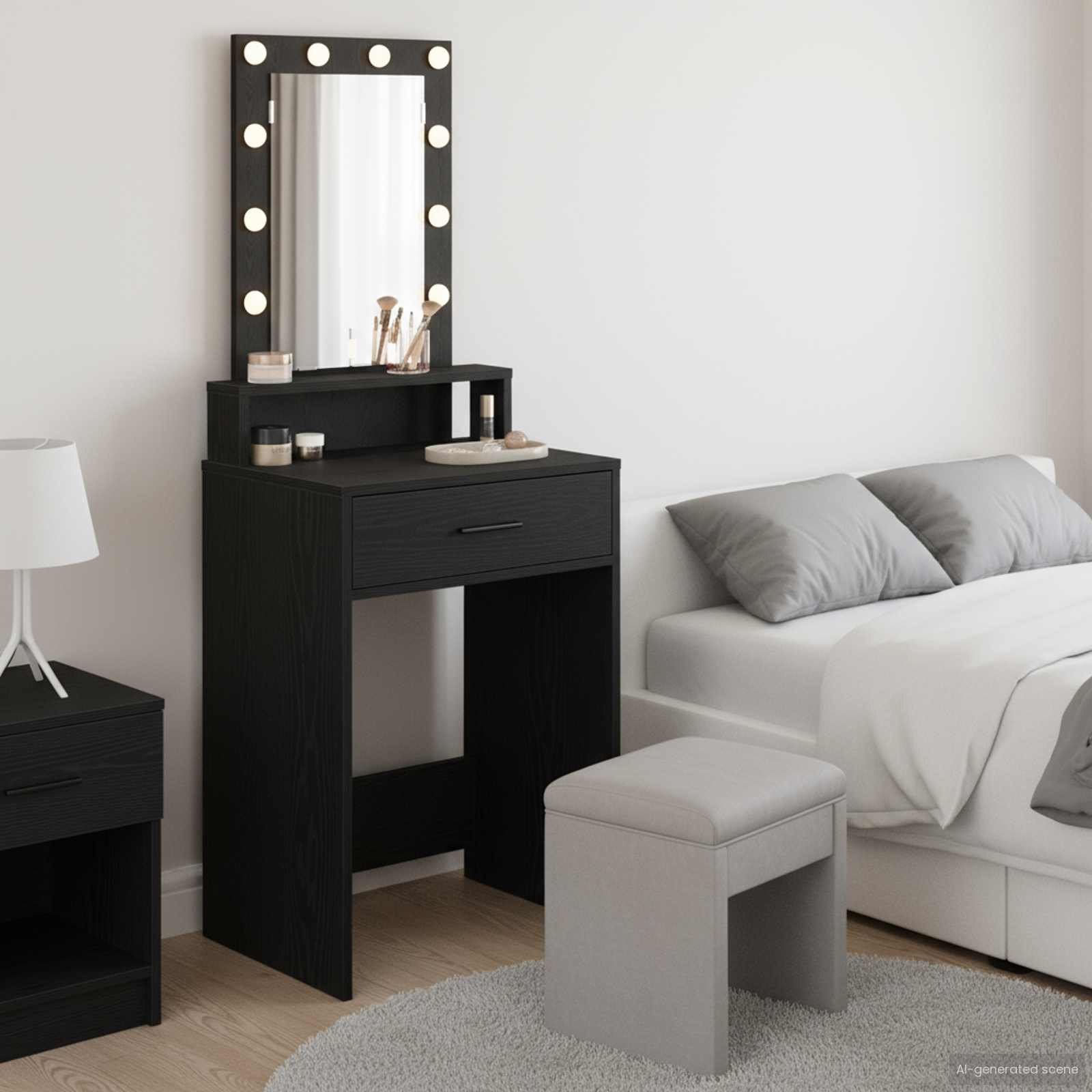 vidaXL Dressing Table Black 50 x 41 x 140 cm Engineered Wood 1