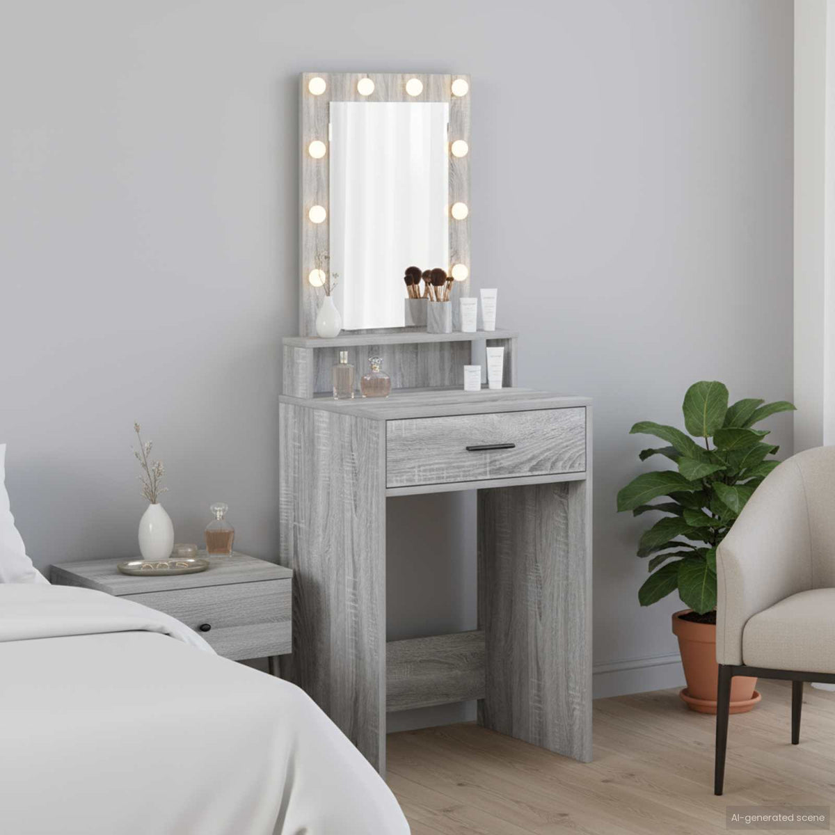 vidaXL Dressing Table Brown Engineered Wood 50 x 41 x 140 cm