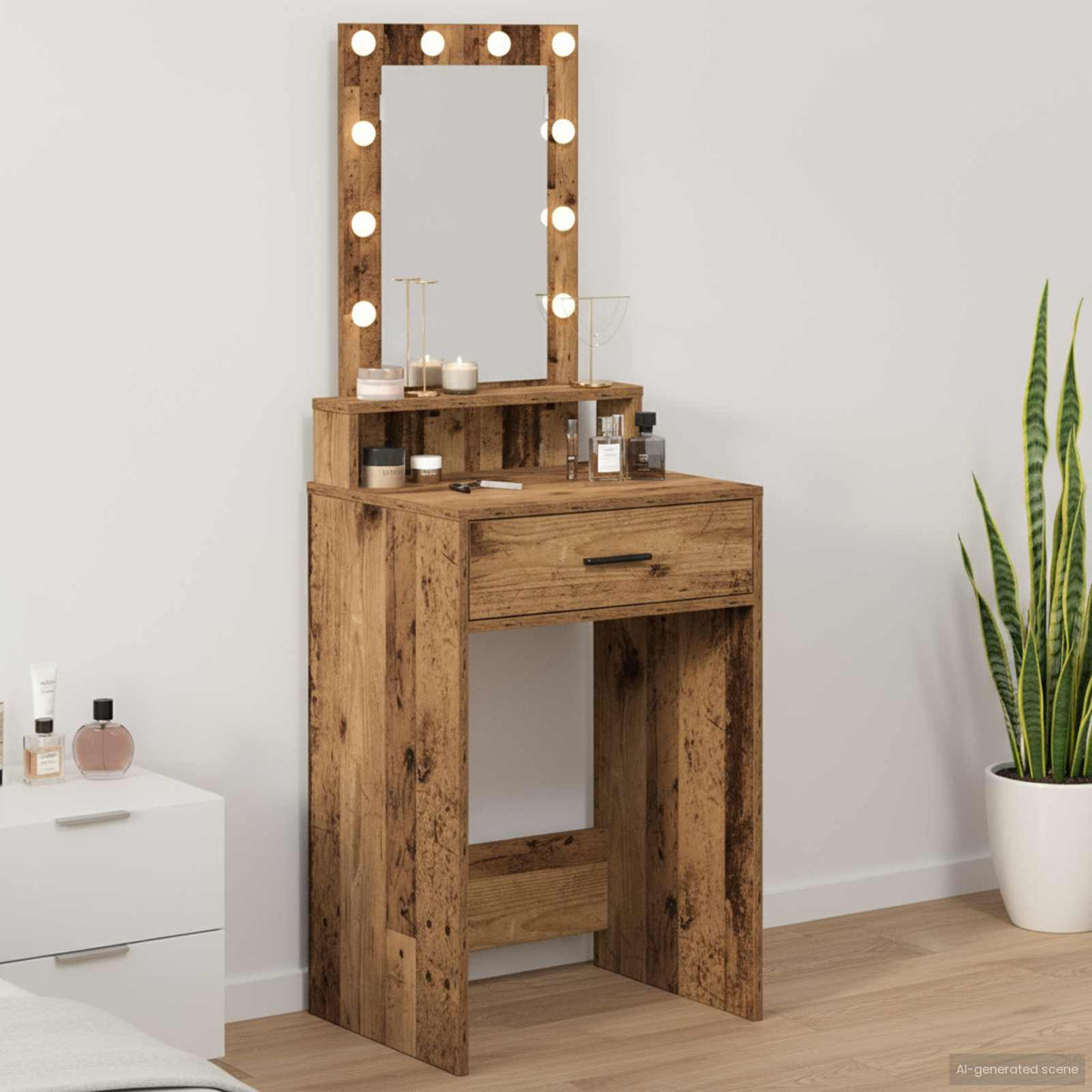 vidaXL Dressing Table Brown Engineered Wood 50 x 41 x 140 cm