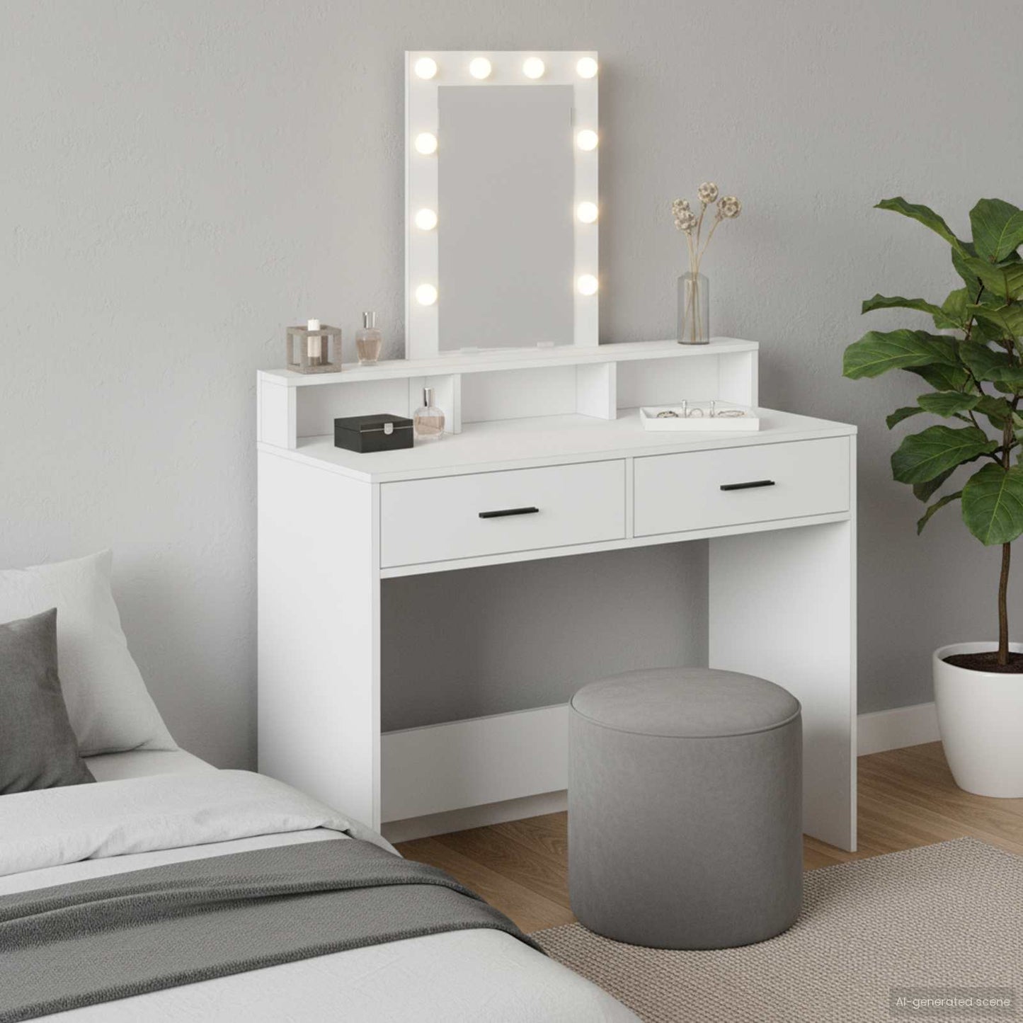 vidaXL Dressing Table White 100 x 41 x 140 cm Engineered Wood 1