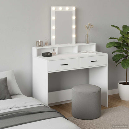 vidaXL Dressing Table White 100 x 41 x 140 cm Engineered Wood 1