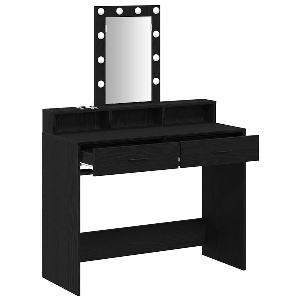 vidaXL Dressing Table Black 100 x 41 x 140 cm Engineered Wood 4