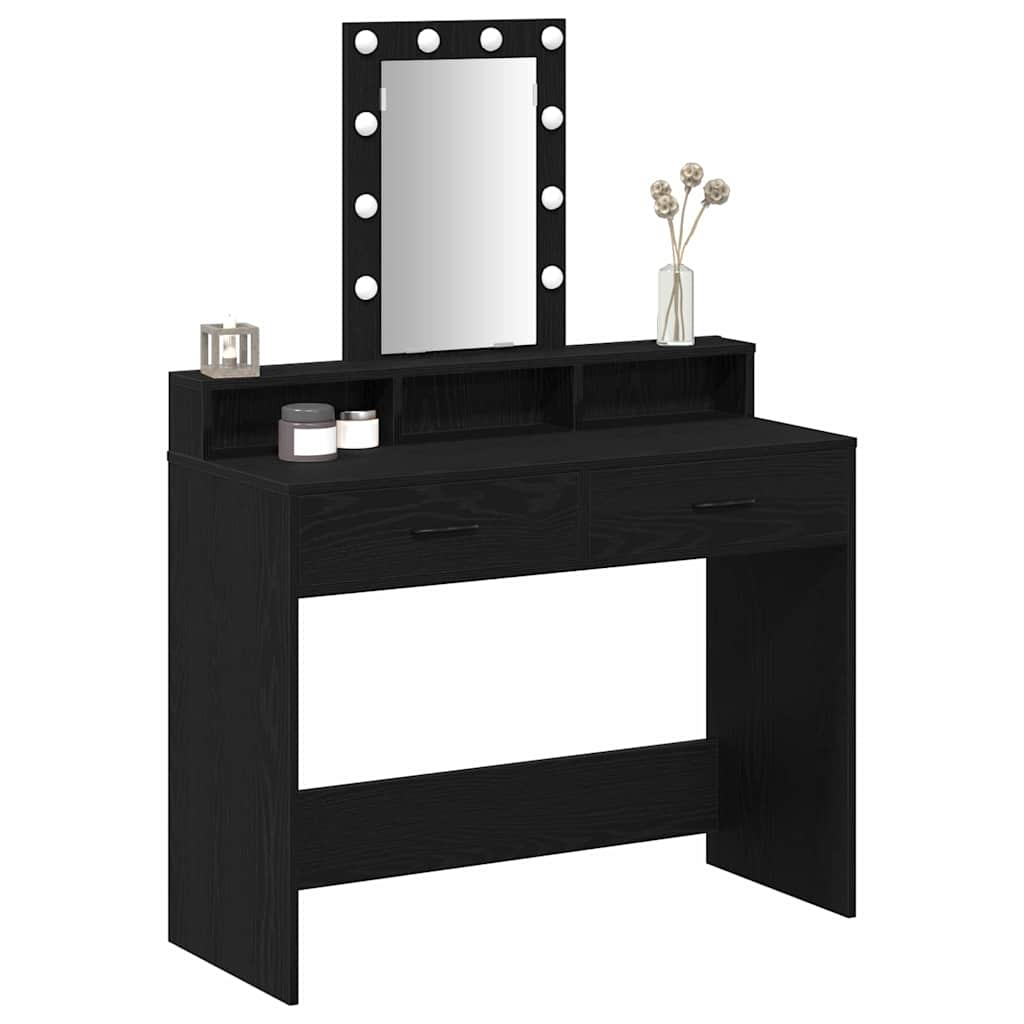vidaXL Dressing Table Black 100 x 41 x 140 cm Engineered Wood 3