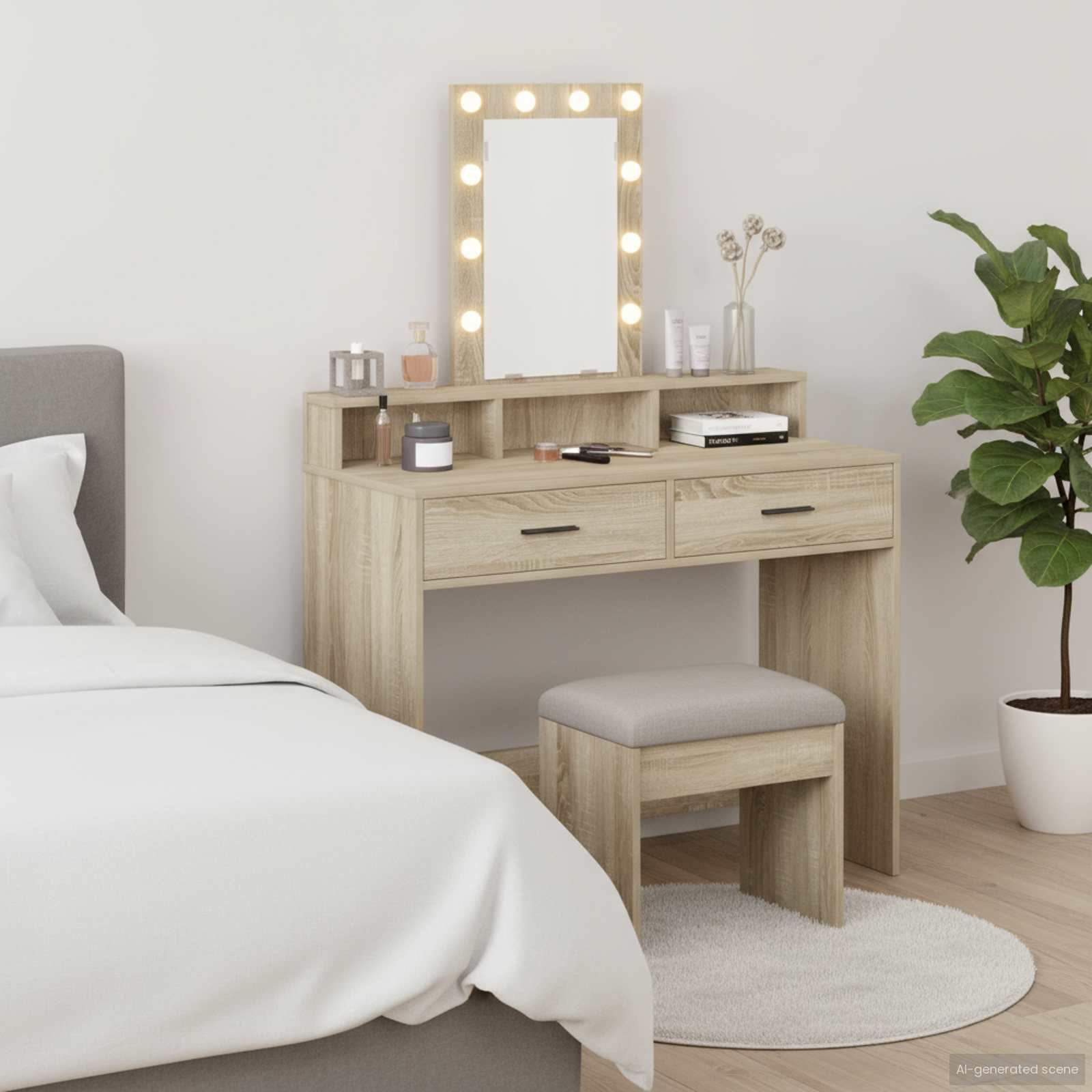 vidaXL Dressing Table Brown 100 x 41 x 140 cm Engineered Wood 1