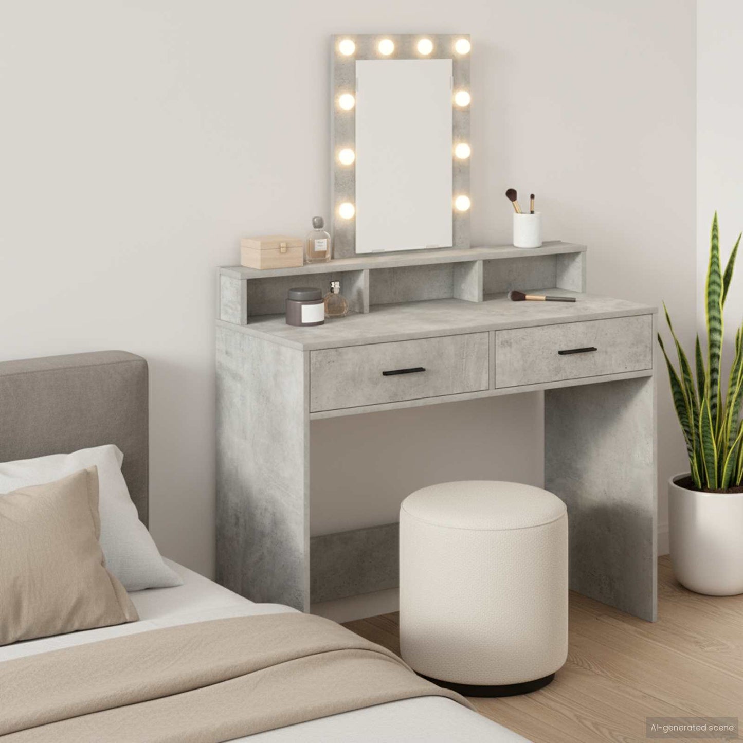 vidaXL Dressing Table Grey 100 x 41 x 140 cm Engineered Wood 1