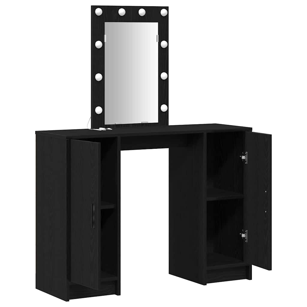 vidaXL Dressing Table Black 102 x 33 x 135 cm Engineered Wood 4