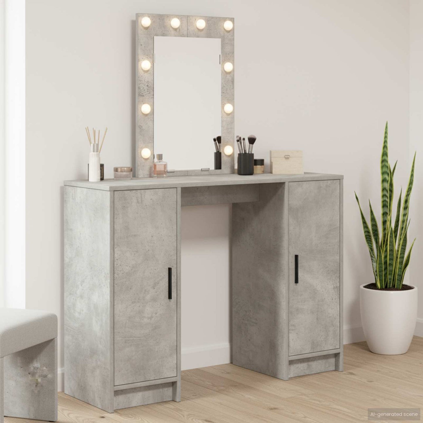 vidaXL Dressing Table Light Grey 102 x 33 x 135 cm Engineered Wood 1