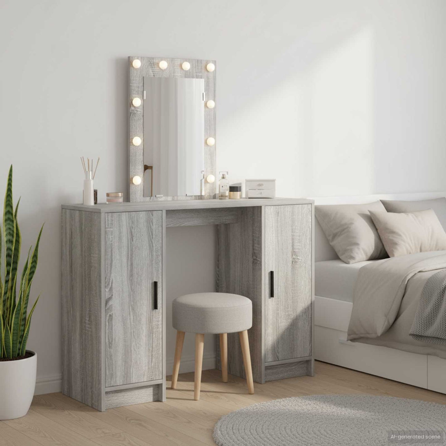 vidaXL Dressing Table Grey 102 x 33 x 135 cm Engineered Wood 1