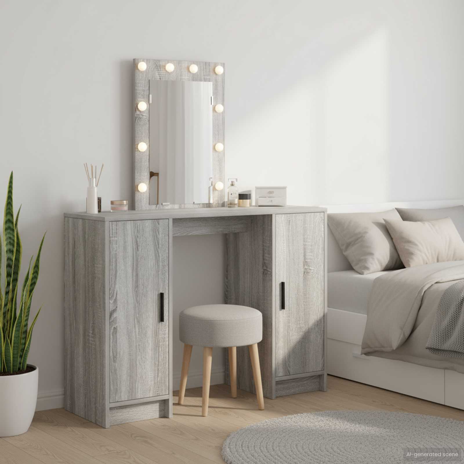 vidaXL Dressing Table Grey 102 x 33 x 135 cm Engineered Wood 1