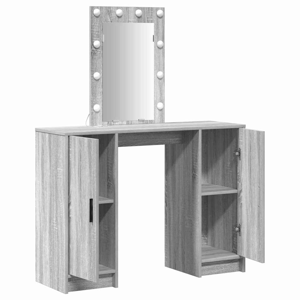 vidaXL Dressing Table Grey 102 x 33 x 135 cm Engineered Wood 4