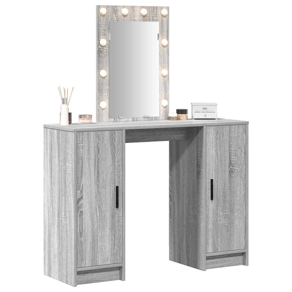 vidaXL Dressing Table Grey 102 x 33 x 135 cm Engineered Wood 3