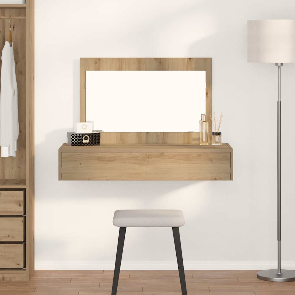 vidaXL Dressing Table Brown Engineered Wood without LED 100 x 40 x 70 cm