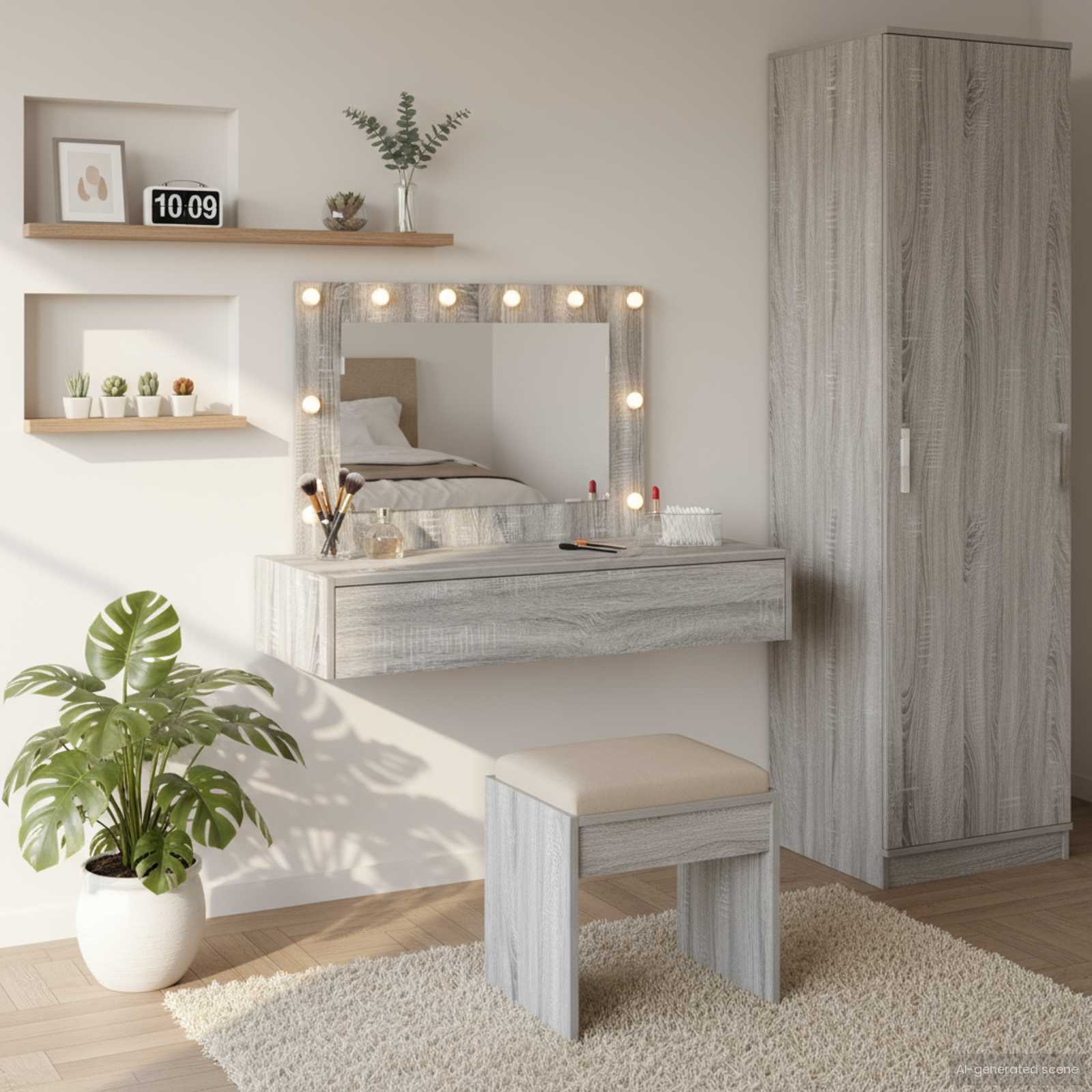 vidaXL Dressing Table Grey 100 x 40 x 70 cm Engineered Wood 1