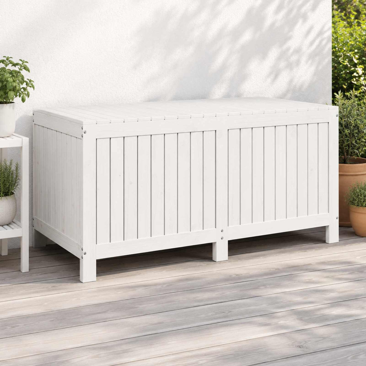 Garden Storage Box Solid Wood Pine Height 64 cm White pine 134 cm 68 cm
