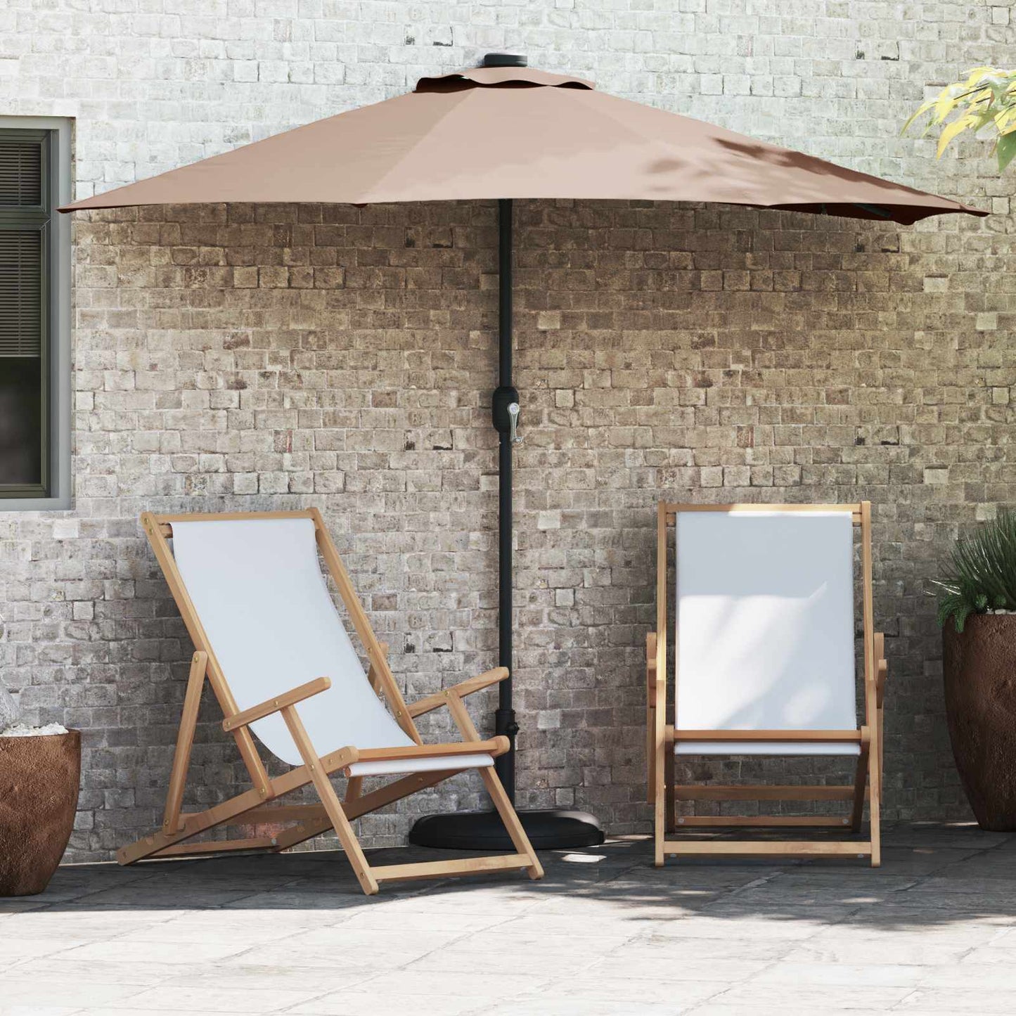 vidaXL Garden Parasol 294 x 150 x 224 cm Polyester and Steel Taupe 1