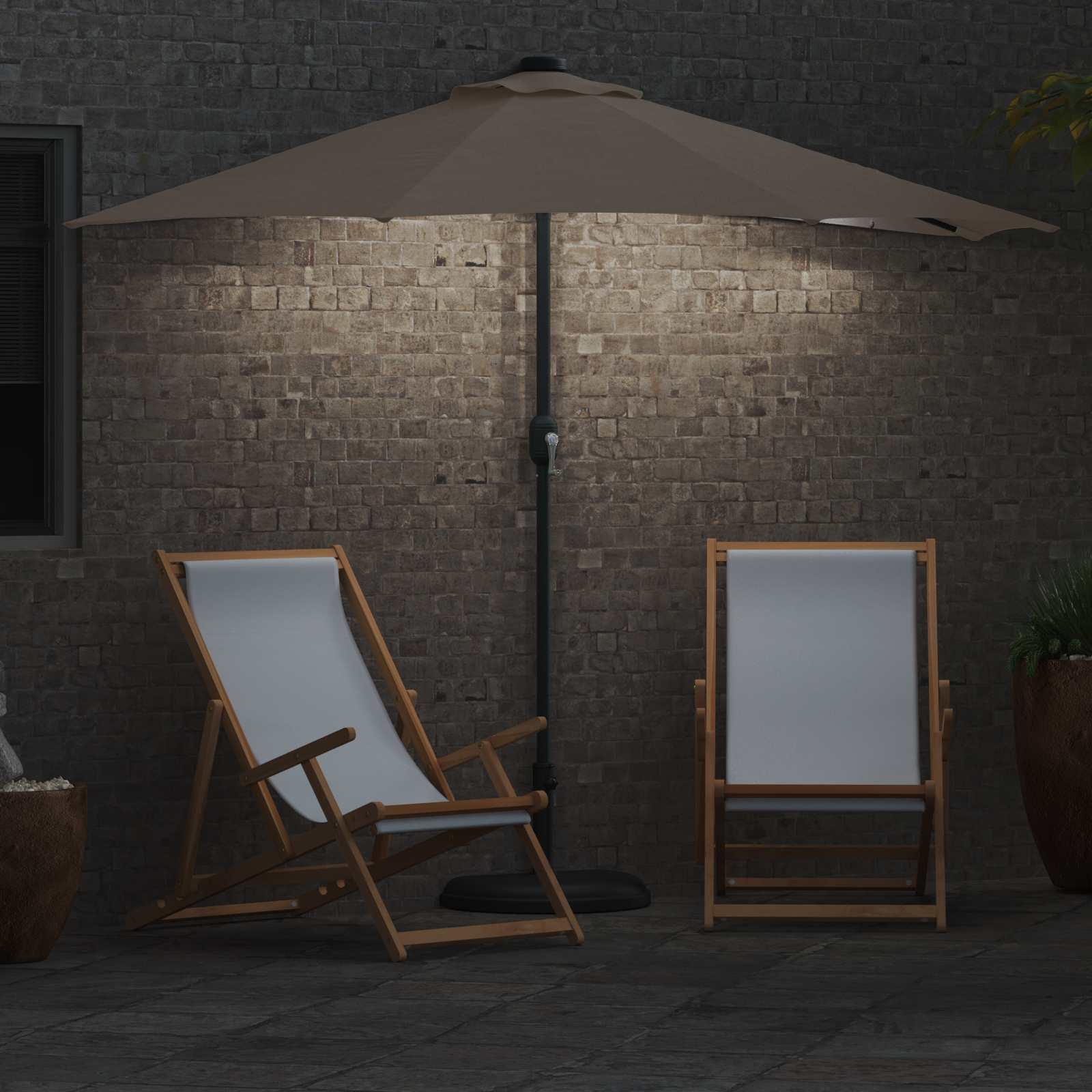 vidaXL Garden Parasol 294 x 150 x 224 cm Polyester and Steel Taupe 4