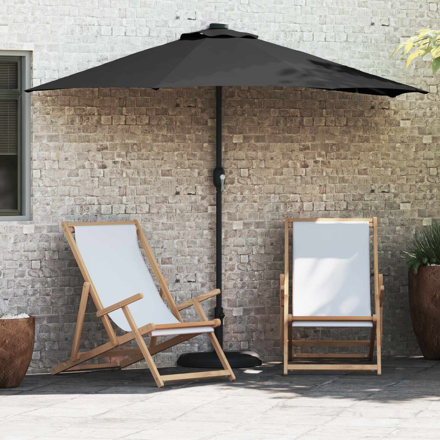 vidaXL Garden Parasol 294 x 150 x 224 cm Polyester and Steel Black 1