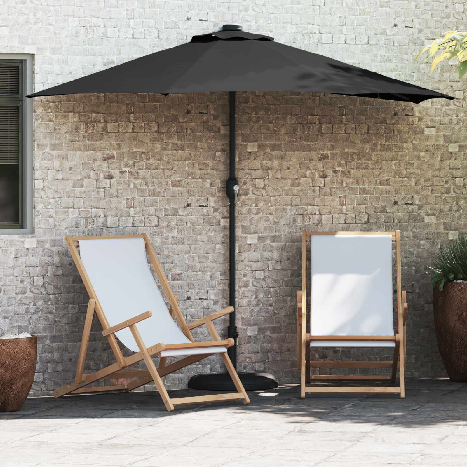 vidaXL Garden Parasol 294 x 150 x 224 cm Polyester and Steel Black 1