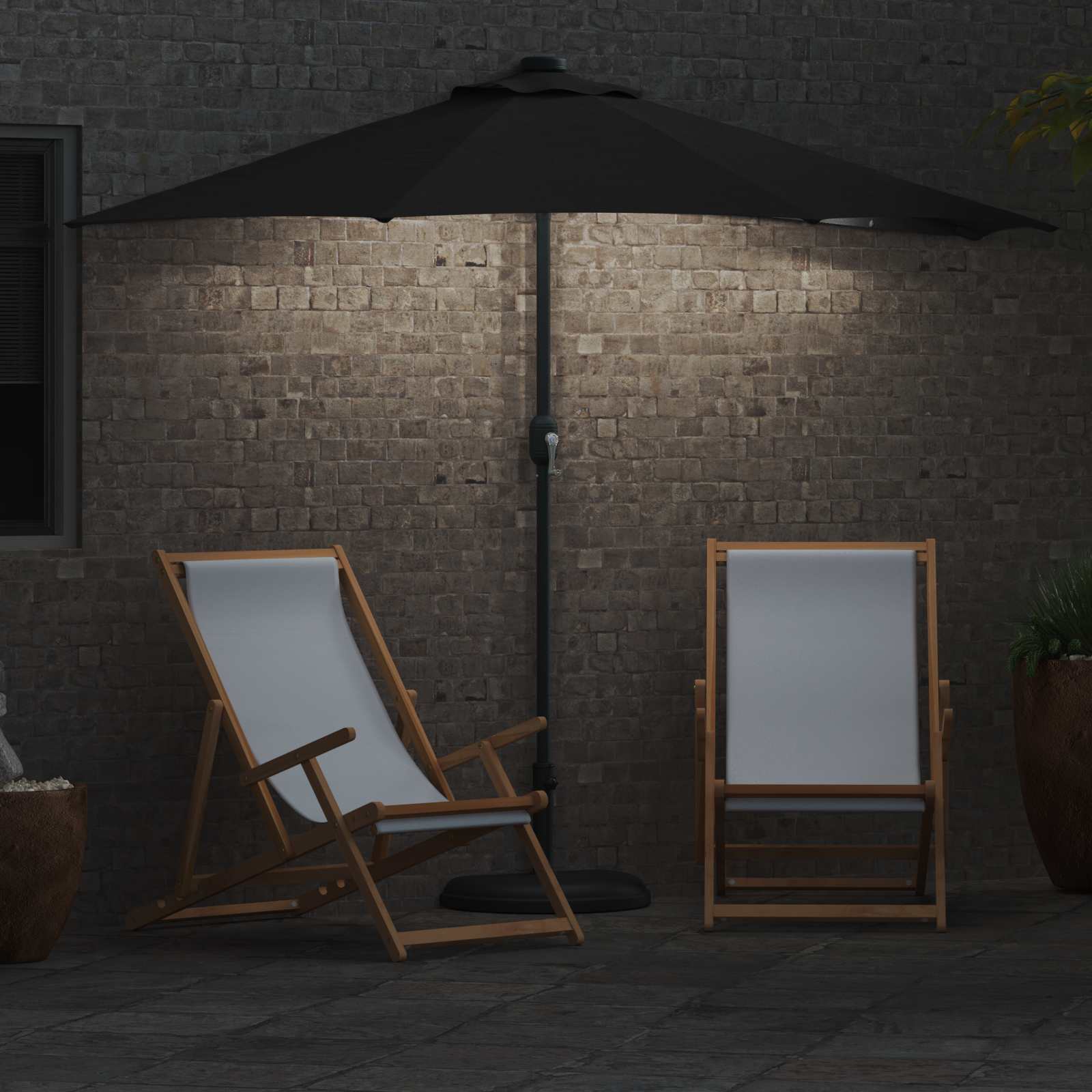 vidaXL Garden Parasol 294 x 150 x 224 cm Polyester and Steel Black 4