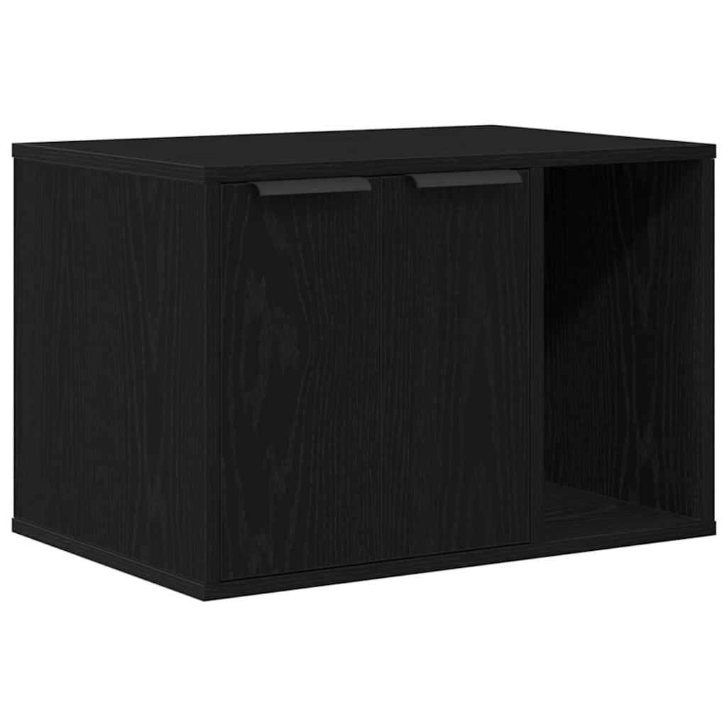 vidaXL Cat Litter Box Enclosure Black Oak 60x40x40 cm Engineered Wood 2