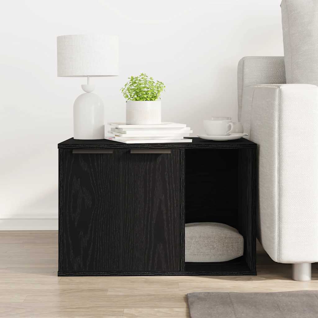 vidaXL Cat Litter Box Enclosure Black Oak 60x40x40 cm Engineered Wood 3