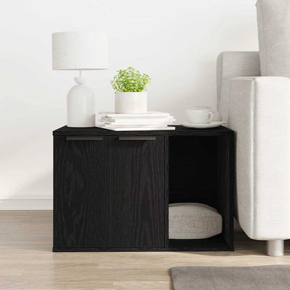 vidaXL Cat Litter Box Enclosure Black Oak 60x40x40 cm Engineered Wood 3